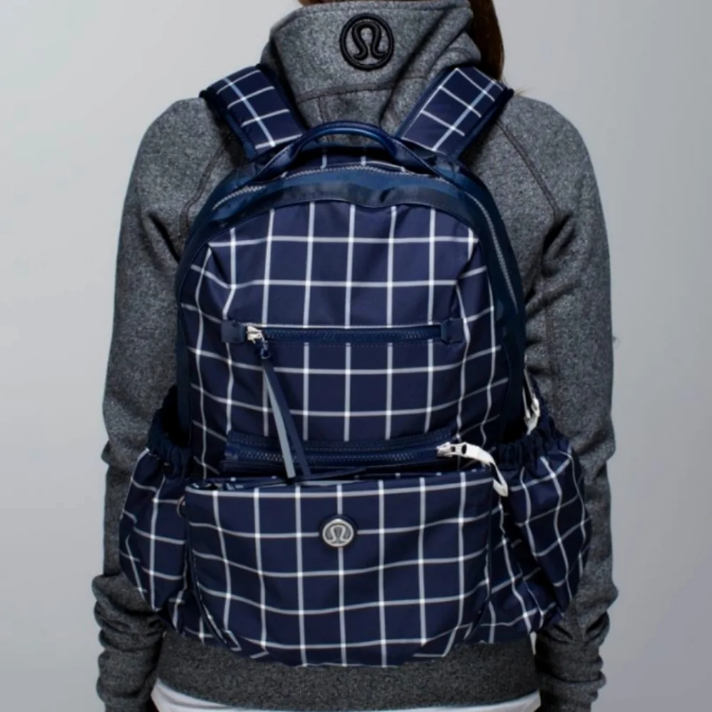 Lululemon Back to Class Backpack In Pacfic Check Inkwell Ghost